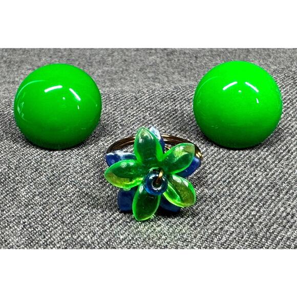 Halloween Green Earring and Ring Set - Picture 1 of 8